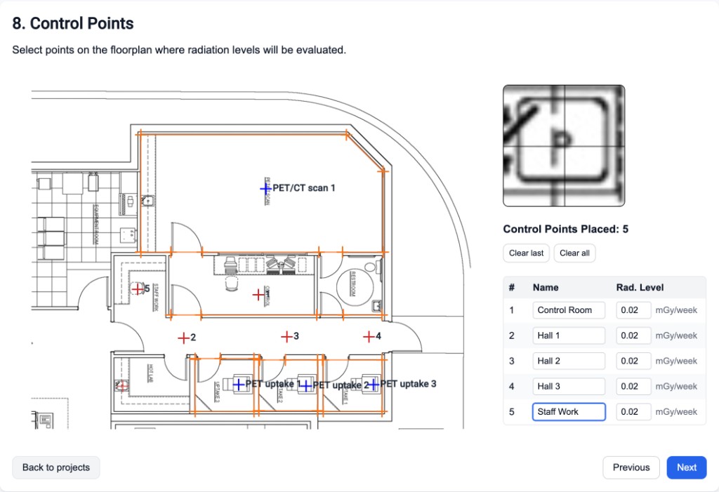 Define control points and design goals directly on the facility floorplan.